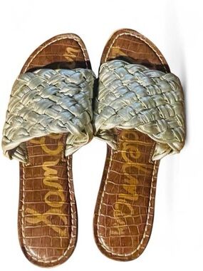Sam Edelman Griffin Woven Gold Metallic Braided Slide Sandals Size 9